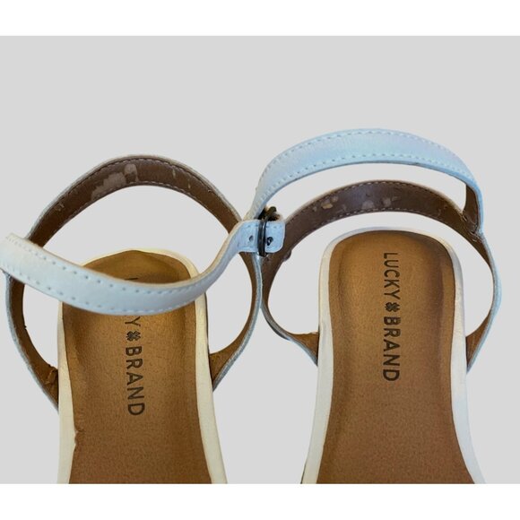 Lucky Brand Women's Espadrille Wedge Double Braided Strap Buckle Cream Size 6 - Picture 7 of 12